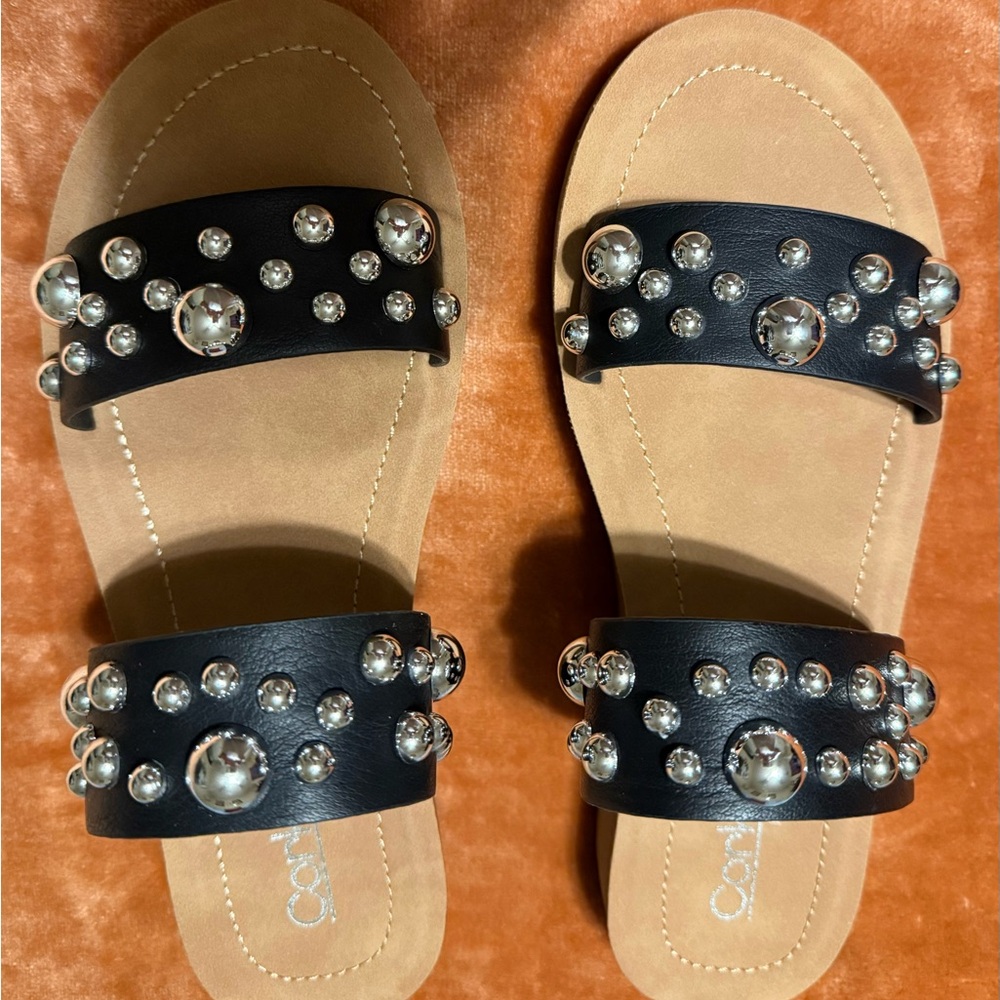 Corkys Black “Bad Romance” Sandals with Silver Accents